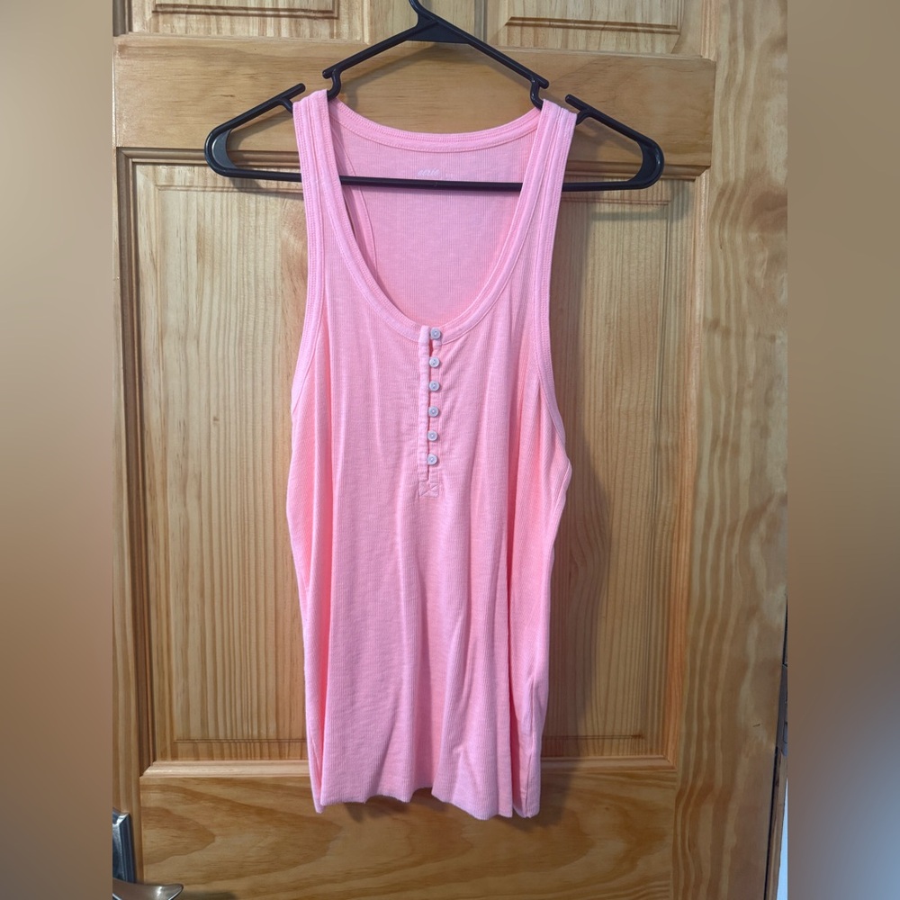 Aerie Pink Fitted Buttoned Tank Top